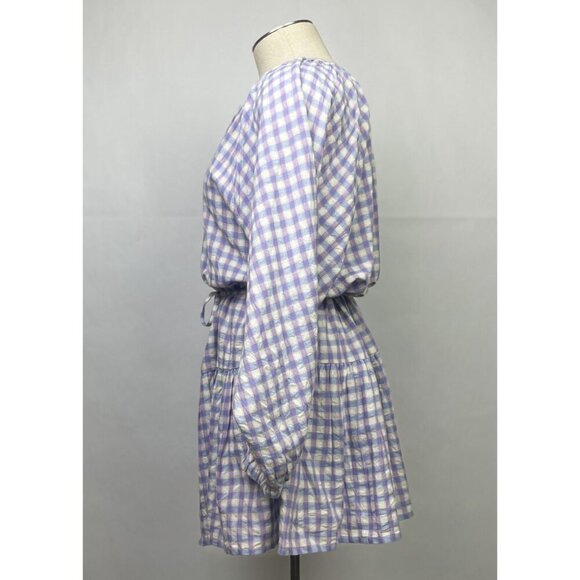L*Space Vida Mini Dress Size XS Purple Park Slope Gingham Button-Up Swim Coverup - Picture 5 of 16